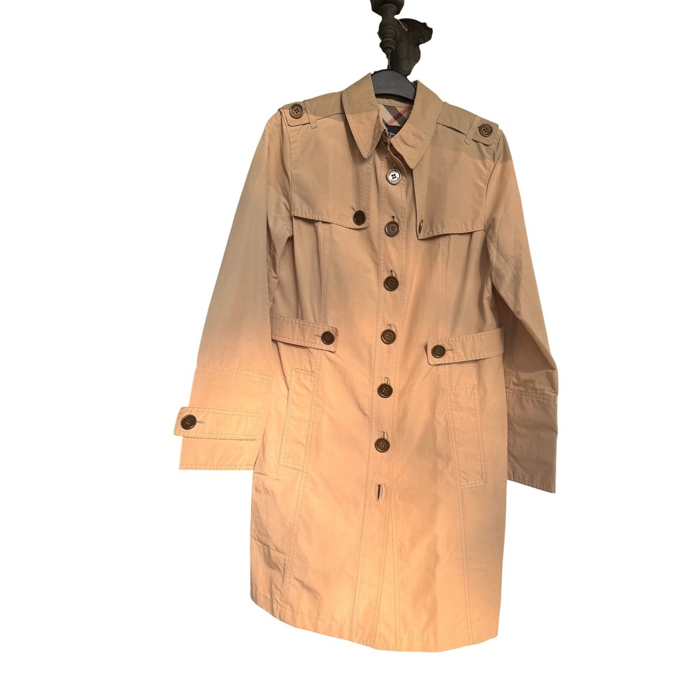 Burberry London Trench RainCoat Beige Nova Check Lining Button Up Jacket Size 40 - Picture 1 of 6